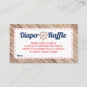 Diaper Raffle Biljett, Nautical, Blue, Red Tilläggskort