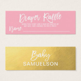 DiAPER RAFFLE Biljett Rosa FAUX Guld Baby Shower