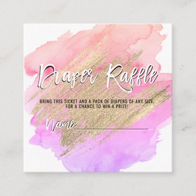 DiAPER RAFFLE Biljett Rosa Guld BOY Baby Shower Tilläggskort (Framsida)