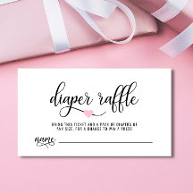 DIAPER RAFFLE Biljett Rosa Heart Baby Shower