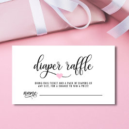 DIAPER RAFFLE Biljett Rosa Heart Baby Shower Tilläggskort