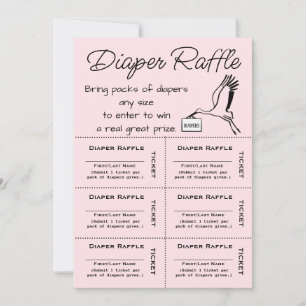 Diaper Raffle Biljett Rosa Investigation Inbjudningar