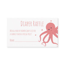 Diaper Raffle Biljett Rosa Octopus Hearts Animal