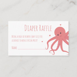 Diaper Raffle Biljett Rosa Octopus Hearts Animal Tilläggskort