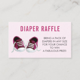 Diaper Raffle Biljett, Rosa Sneakers Baby Shower Tilläggskort