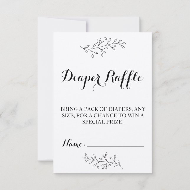 Diaper Raffle biljett rustic Kraft Baby Shower Inbjudningar (Framsida)