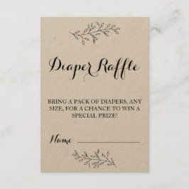 Diaper Raffle biljett rustic Kraft Baby Shower Inbjudningar