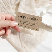 Diaper Raffle Biljett, Rustic Kraft Baby Shower