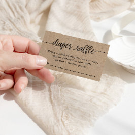 Diaper Raffle Biljett, Rustic Kraft Baby Shower Tilläggskort