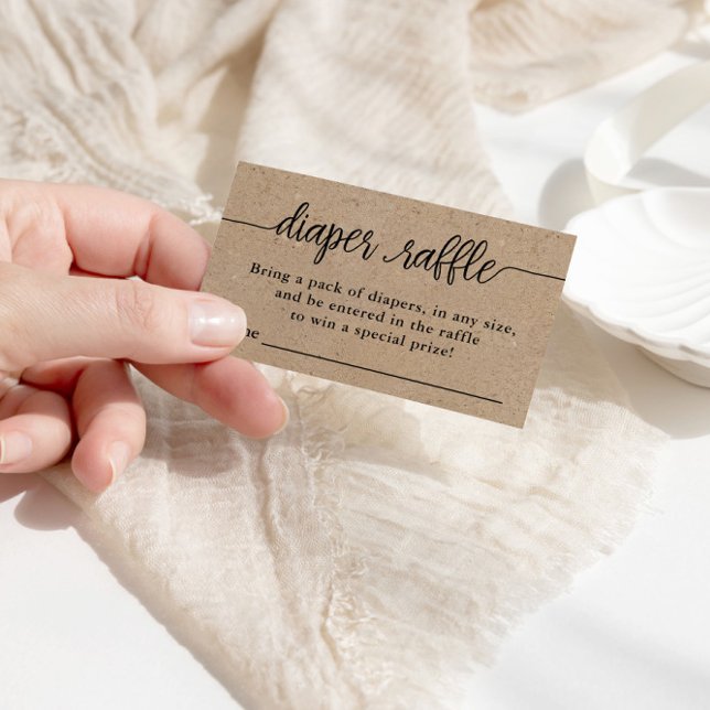 Diaper Raffle Biljett, Rustic Kraft Baby Shower Tilläggskort (Skapare uppladdad)