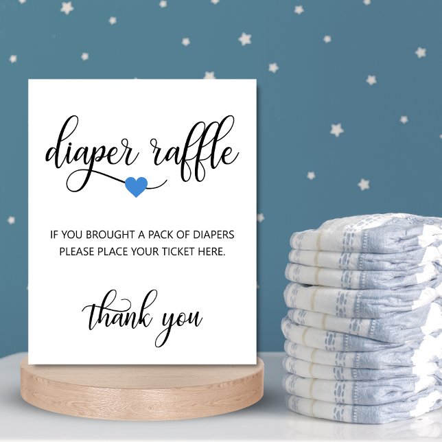 DIAPER RAFFLE Biljett SIGN Black White Baby Shower Poster (Skapare uppladdad)