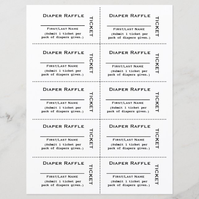 Diaper Raffle Biljett Simple (Framsida)