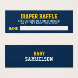 DiAPER RAFFLE Biljett Sport Blue Gult Baby Shower