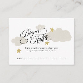 Diaper Raffle Biljett Stars Cloud Baby Shower Tilläggskort