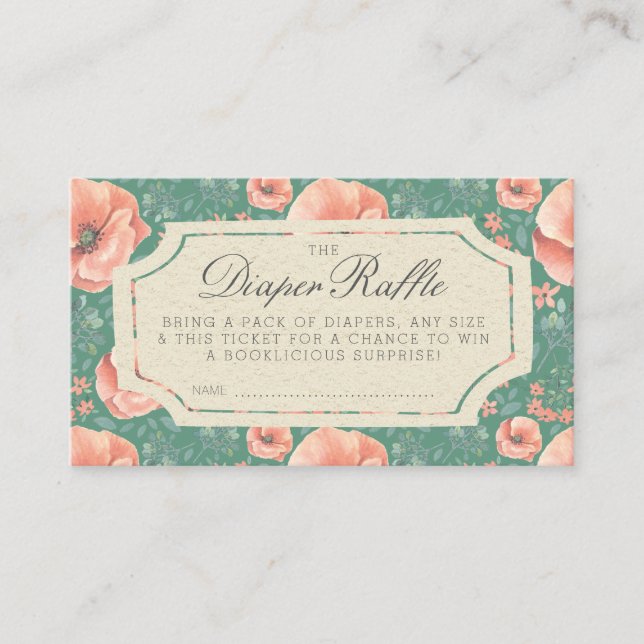 DIAPER RAFFLE BILJETT | Storybook Baby Shower Tilläggskort (Framsida)