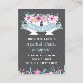 Diaper Raffle Biljett, Tea Party Baby Shower Visitkort