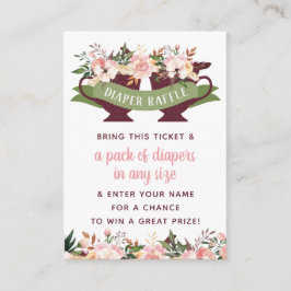 Diaper Raffle Biljett, Tea Party Baby Shower Visitkort