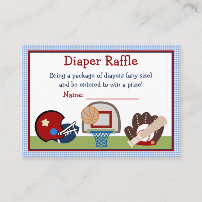 Diaper Raffle Biljett Tilläggskort (Framsida)