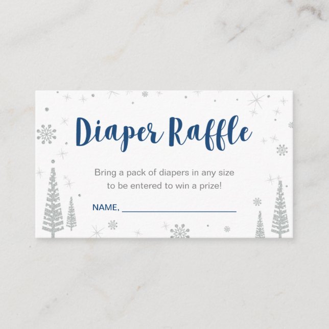 Diaper Raffle Biljett | Vinter Baby Shower, pojke Tilläggskort (Framsida)