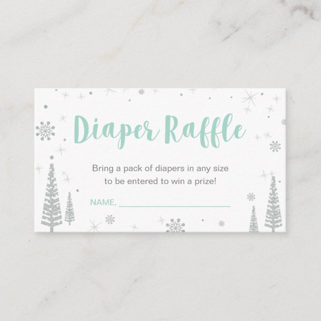 Diaper Raffle Biljett | Vinter Baby Shower, pojke Tilläggskort (Framsida)
