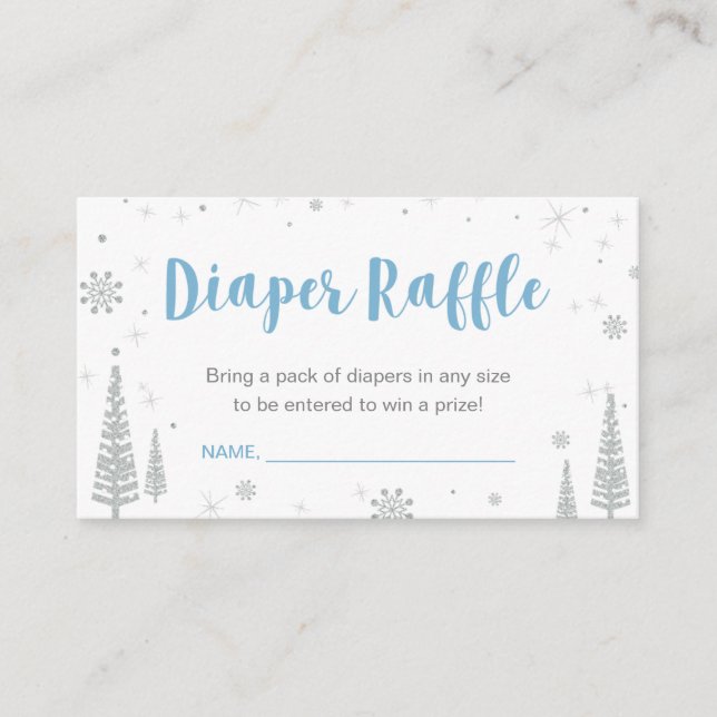 Diaper Raffle Biljett | Vinter Baby Shower, pojke Tilläggskort (Framsida)