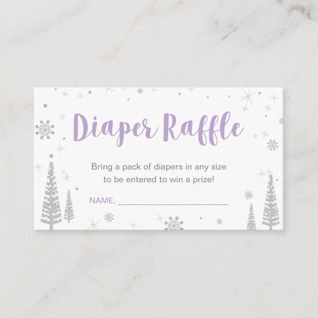 Diaper Raffle Biljett | Vinterbabyskor, Lila Tilläggskort (Framsida)
