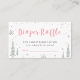 Diaper Raffle Biljett | Vinterbabyskor, Rosa Tilläggskort