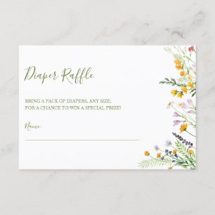 Diaper Raffle biljett wildblomma Baby Shower  Tilläggskort