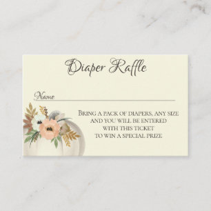 Diaper Raffle Blommigt Pumpkin Fall Baby Shower Visitkort
