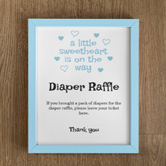 Diaper Raffle Blue Boy Shower Sign Poster