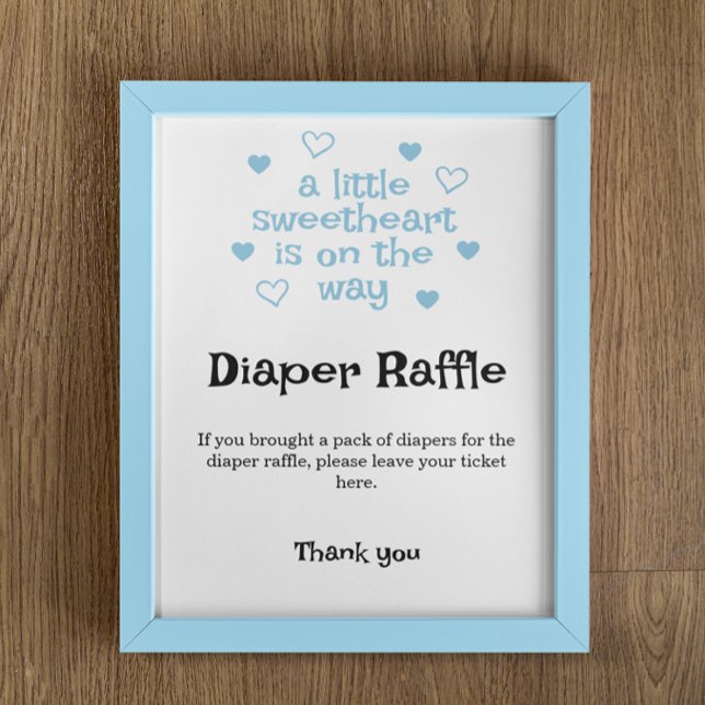 Diaper Raffle Blue Boy Shower Sign Poster (Skapare uppladdad)