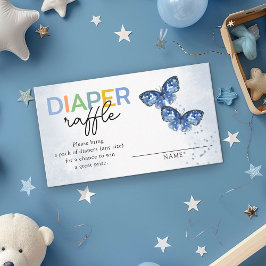 Diaper Raffle Blue Butterflies Twillingars Baby Sh Tilläggskort