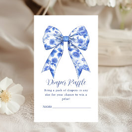 Diaper Raffle Blue Chinoiserie Bow Baby Shower Tilläggskort