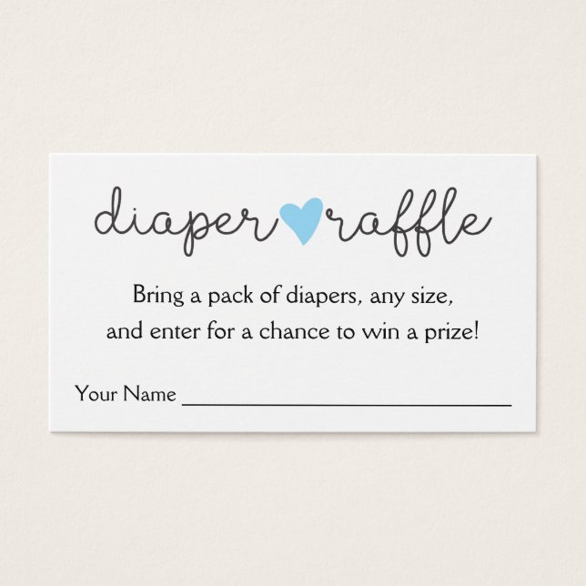 Diaper Raffle Blue Heart Boy Shower Visitkort (Framsidan)