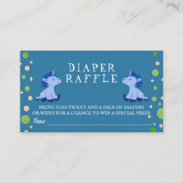 Diaper Raffle Blue Unicorn Twillingars Boy Shower Tilläggskort