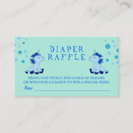 Diaper Raffle Blue Unicorn Twillingars Boy Shower Tilläggskort