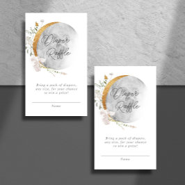 Diaper raffle boho blommigt måne babydusch tilläggskort