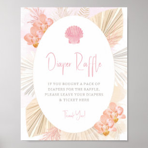 Diaper Raffle Boho Flicka Baby Shower Poster