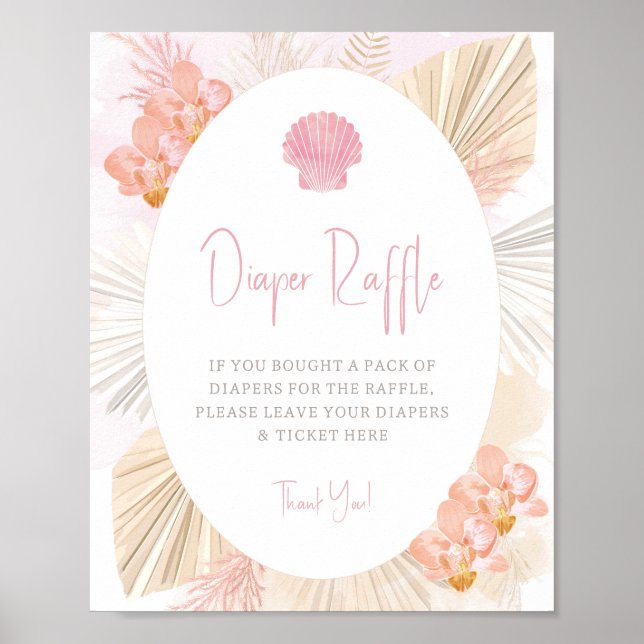 Diaper Raffle Boho Flicka Baby Shower Poster (Framsidan)