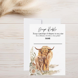 Diaper Raffle Boho Highland Cow Baby Shower Inbjudningar