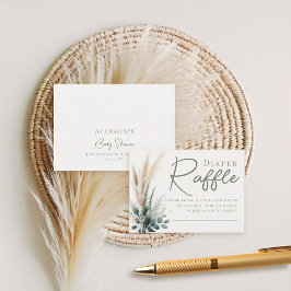 Diaper Raffle Boho Pampas Greenery Arch Neutralt Tilläggskort