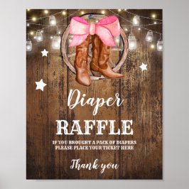 Diaper Raffle Boots eller Bows Gender Reveal Poster