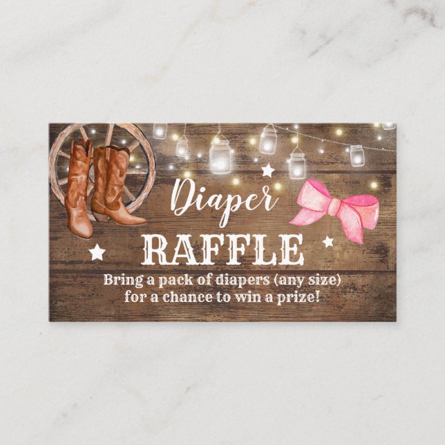 Diaper Raffle Boots eller Bows Gender Reveal Visitkort (Framsida)