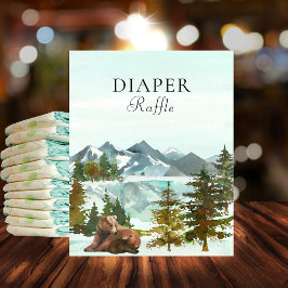 Diaper Raffle Bord Äventyr Bears Baby Shower Poster