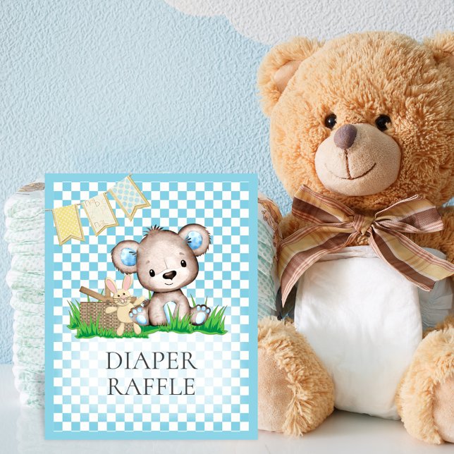 Diaper Raffle Bord Nalle Picnic Baby Shower Poster (Skapare uppladdad)