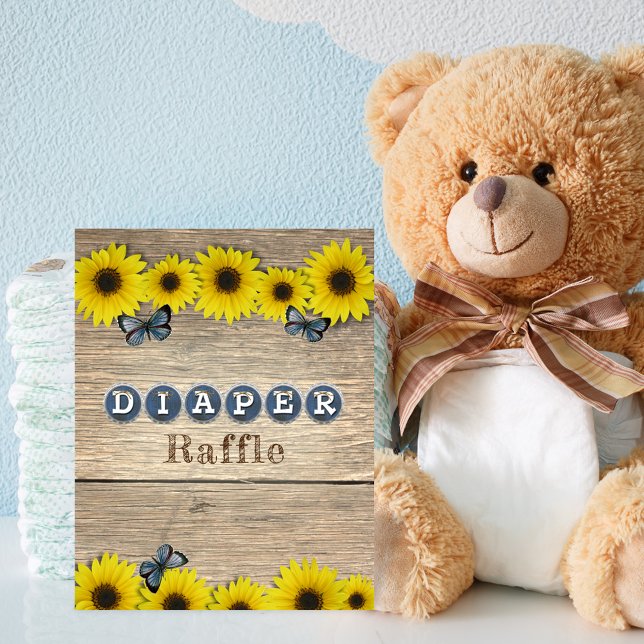 Diaper Raffle Bord Rustic SunBlommor Baby Shower Poster (Skapare uppladdad)