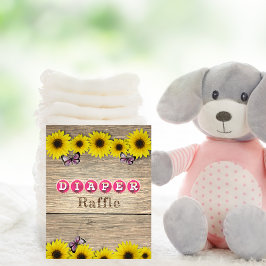 Diaper Raffle Bord Solros Rosa Baby Shower Poster