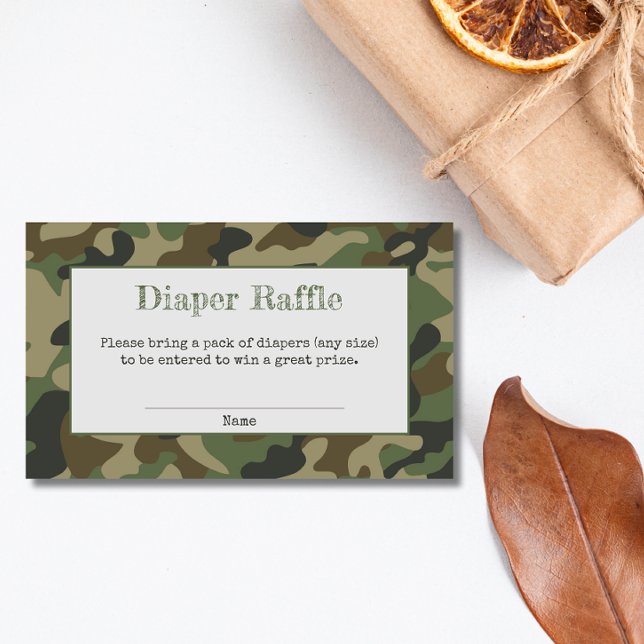 Diaper Raffle Boy Baby Shower Camo Tilläggskort (Skapare uppladdad)