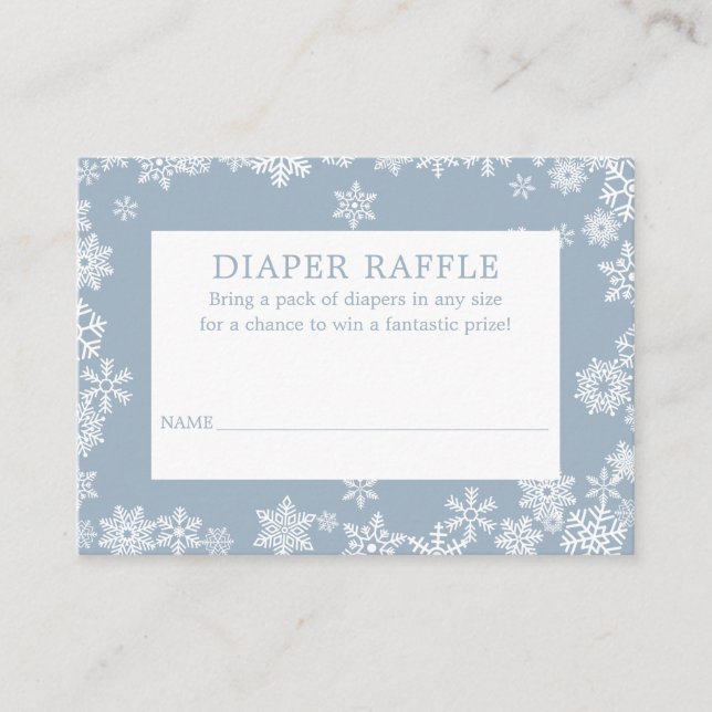 Diaper Raffle Boy Winter Baby Shower Dusty Blue Tilläggskort (Framsida)