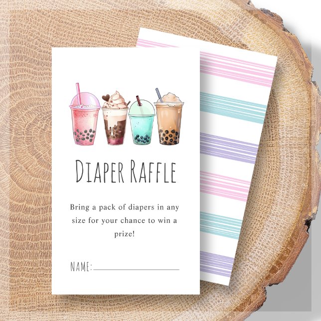 Diaper Raffle | Bubble Tea Boba Baby Shower Tilläggskort (Skapare uppladdad)